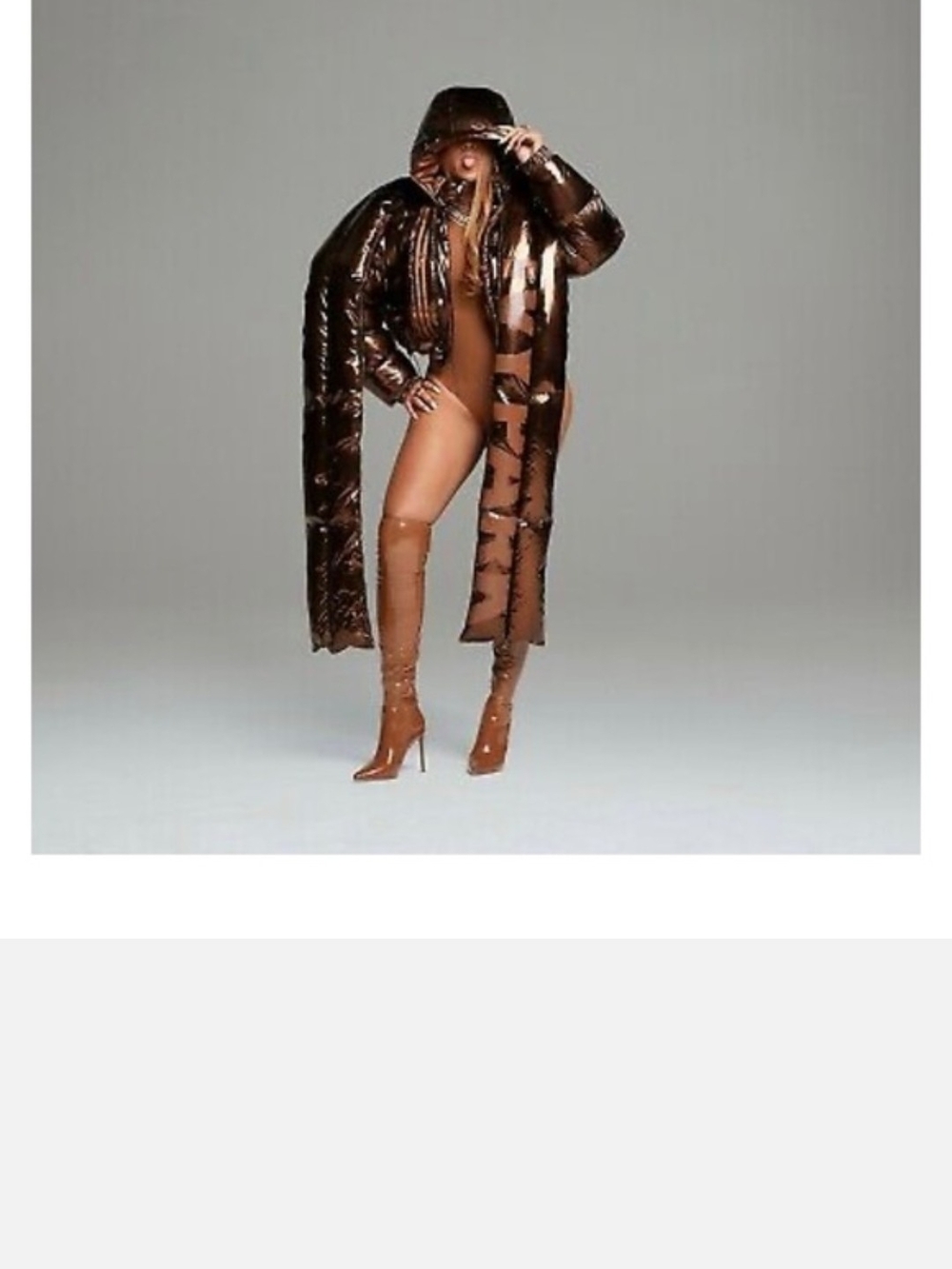 IVY PARK Metallic Brown Long Puffer Coat with Hood